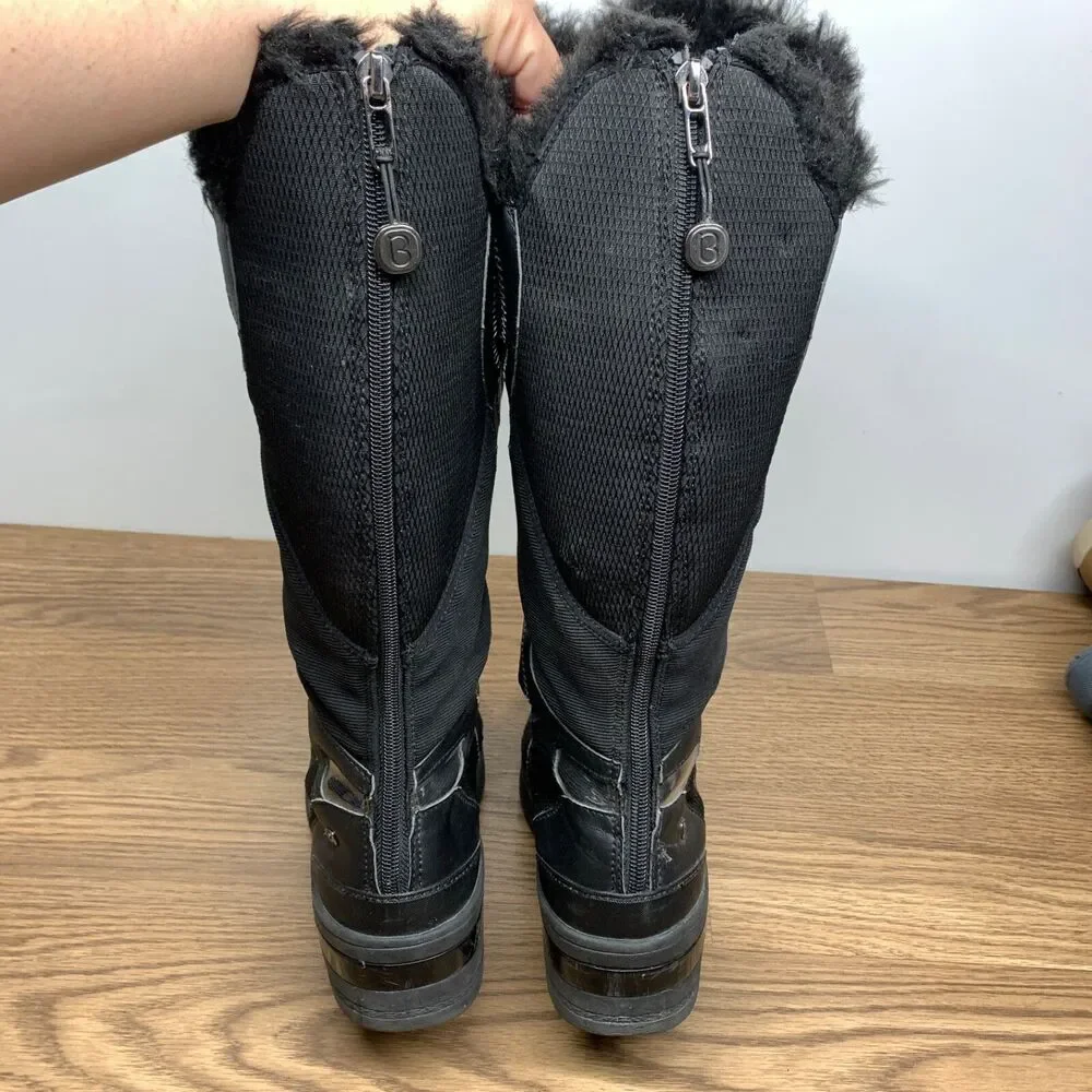 BZees black Ladies Knee High Boots Size 9 M Faux‎ Fur Decadent Low Wedge